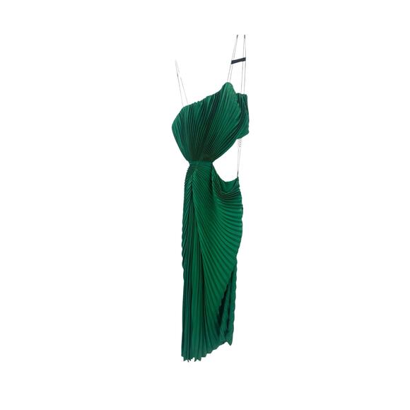 Alice + Olivia Pleated Cut-Out Dress Sleeveless Emerald Green Size 6 NWT Alice + Olivia Pleated Cut-Out Dress Sleeveless Emerald Green Size 6 NWT